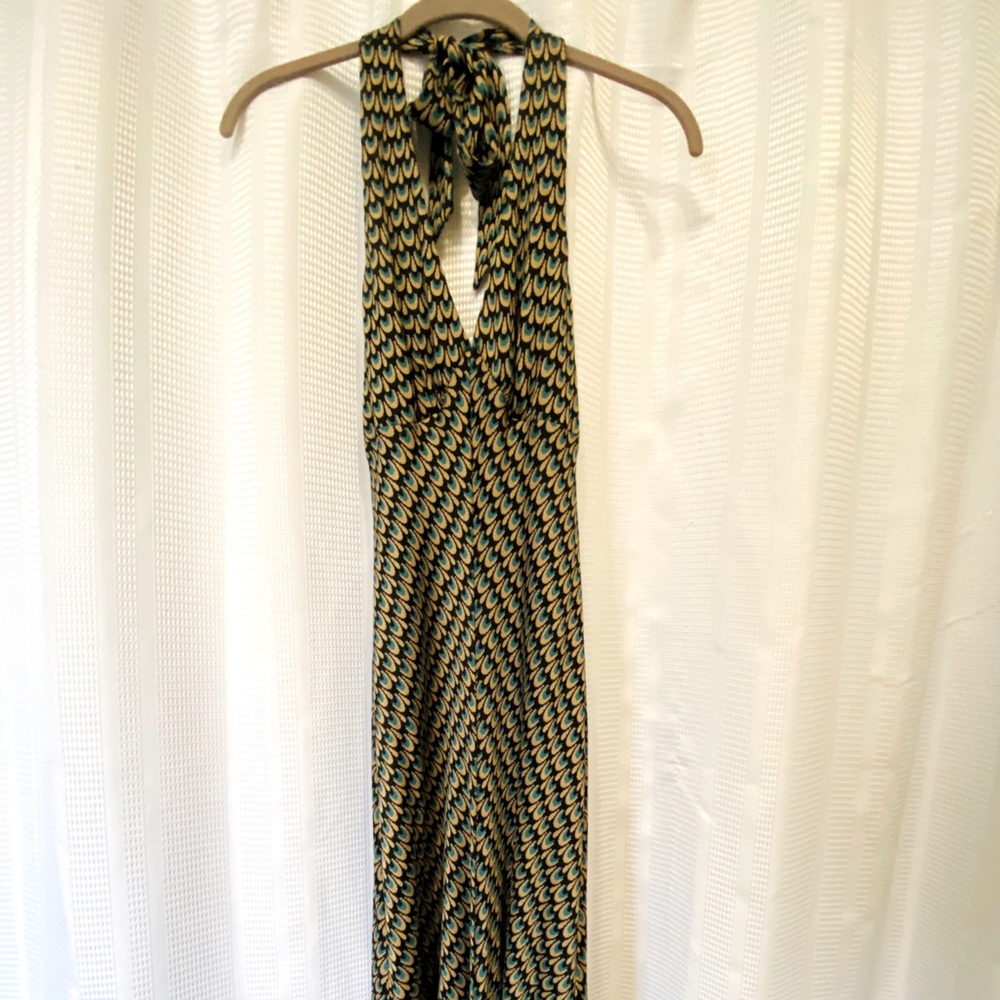 Betsey Johnson Peacock Print Halter Dress